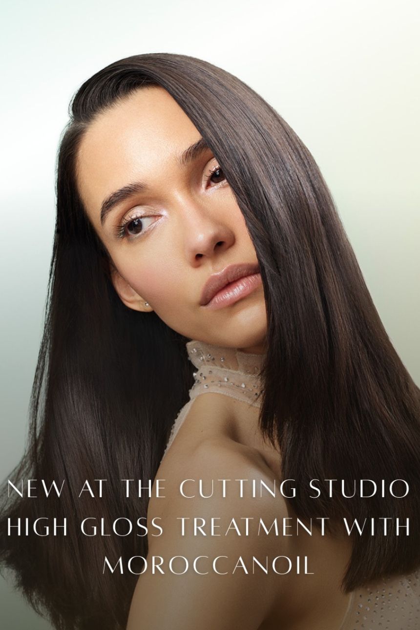 Professional stylist applying Moroccanoil High Gloss treatment at The Cutting Studio High Wycombe Professional stylist applying Moroccanoil High Gloss treatment at The Cutting Studio High Wycombe to boost colour and mirror like shine.
